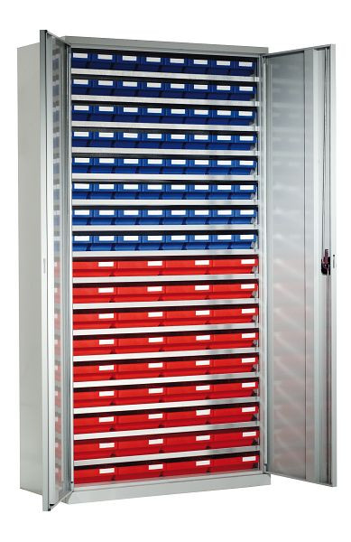Kappes Systemschrank mit Regalkästen Modell 2, 1950 x 1000 x 500 mm, RAL 7035, Inklusiv 64 Kästen 400 x 120 x 65 36 Kästen 400 x 240 x 65 mm, 1251.10.1013
