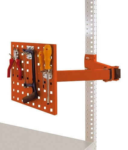Manuflex Werkzeugträgerplatte für UNIVERSAL und PROFI, BxH 305 x 305 mm, mit Doppelgelenk-Schwenkausleger, Rotorange, ZB3567.2001