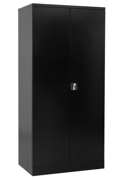 Gürkan Flügeltürenschrank, 60 x 92 x 195 cm, Schwarz, Verstärkte Fachboden Stück 4, FLC.196/N, 100106