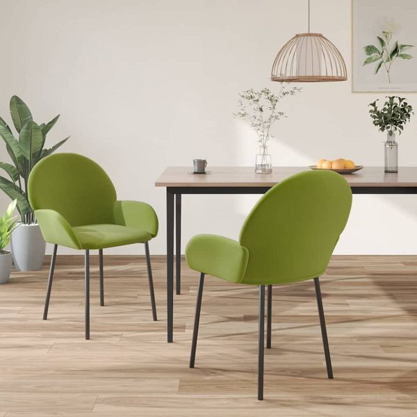 vidaXL Esszimmerstühle 2 Stück Hellgrün Samt (Polyester), 344766