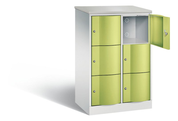 C+P Schließfachschrank Resisto, H1255xB772xT540mm, Farbe: Lichtgrau / Viridingrün, 8573-272 S10453