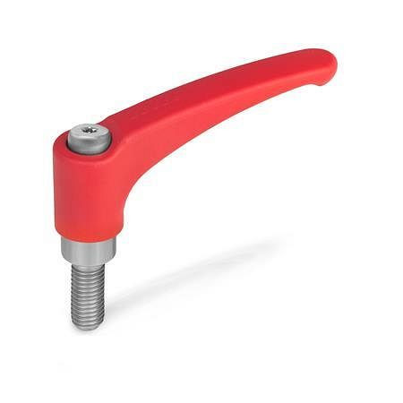 Ganter Verstellbare Klemmhebel, Zink-Druckguss, Schraube Edelstahl (GN 602.1-63-M6-50-SR), VE: 10 Stück, 602.1-63-M6-50-SR