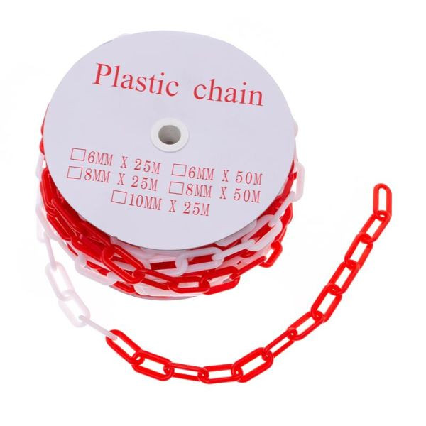 ALLPAX Kunststoffkette 8mm, rot-weiß, 25m/Rolle, 10023559