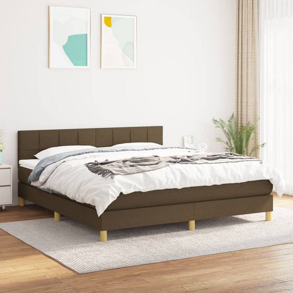 vidaXL Boxspringbett mit Matratze Dunkelbraun 160x200 cm Stoff, 3140628