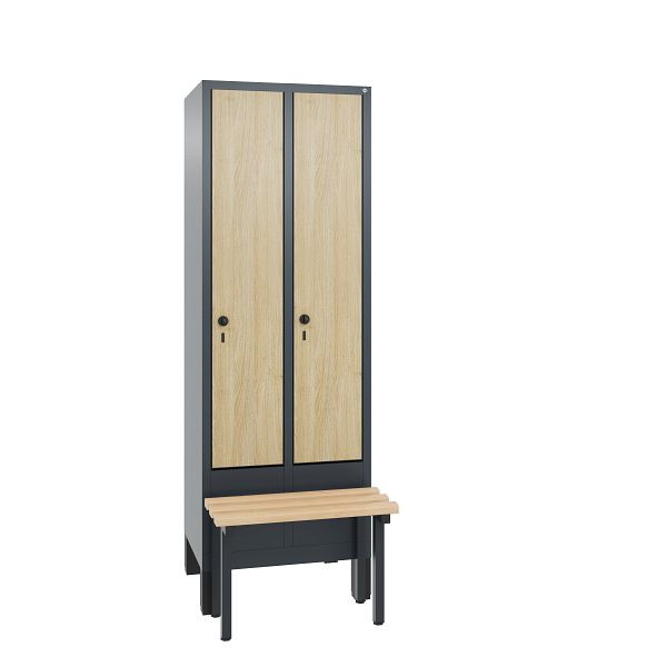 C+P Spind Evolo, 2 Abteile, H1850xB610xT815 mm, Anthrazit/MDF Eiche, 48030-20 S10372