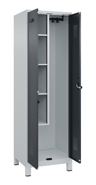 C+P Putzmittel-Spind Evolo PLUS, mit Füßen, 2 Abteile, 1950x600x500mm, 7035/701, Drehriegel, 049110-00 S10012