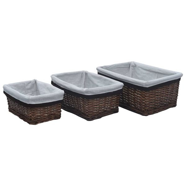 vidaXL 3-teilig Korb-Set Ineinander Schachtelbar Braun Weidengeflecht, 286977