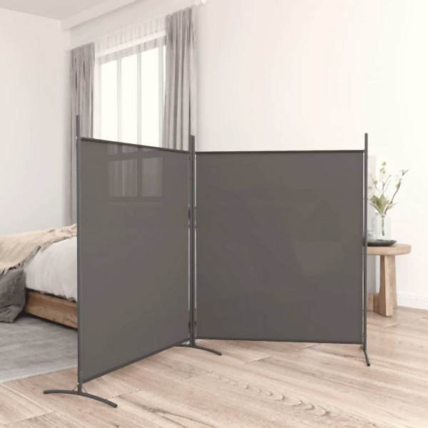 vidaXL 2-tlg. Paravent Anthrazit 348x180 cm Stoff, 350276