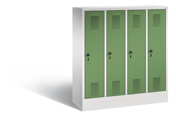 C+P Kindergarten-Spind Evolo, 4 Abteile, H1300xB1190xT300 mm, Grau/Resedagrün, 480203-40 S10110