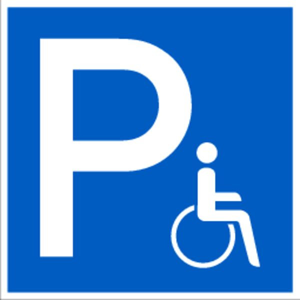 Schilder Klar Parkplatzkennzeichnung Parkplatz für Rollstuhlfahrer, 250x250 mm Folie selbstklebend, 3215/62