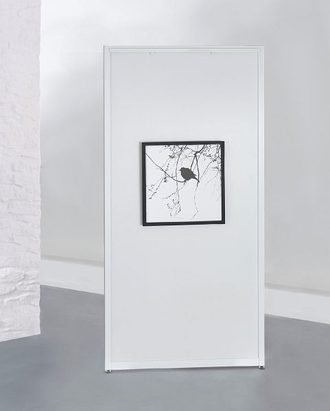 BST Ausstellungswand Alu weiss, MDF-Dekor weiss, Bilderschiene, 800x1980 mm, SCREEN-ART 8019-WW