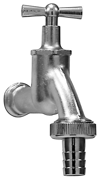 Benkiser Auslaufventil 1/2 Zoll mit Knebelgriff, Schlauchverschraubung 3/4 Zoll, matt verchromt, 7201291