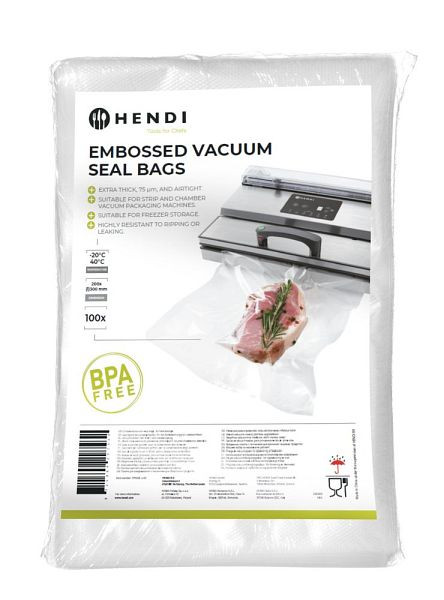Hendi Vakuumversiegelungsbeutel, Geprägt 200x300 mm, VE: 100 Stück, 297438