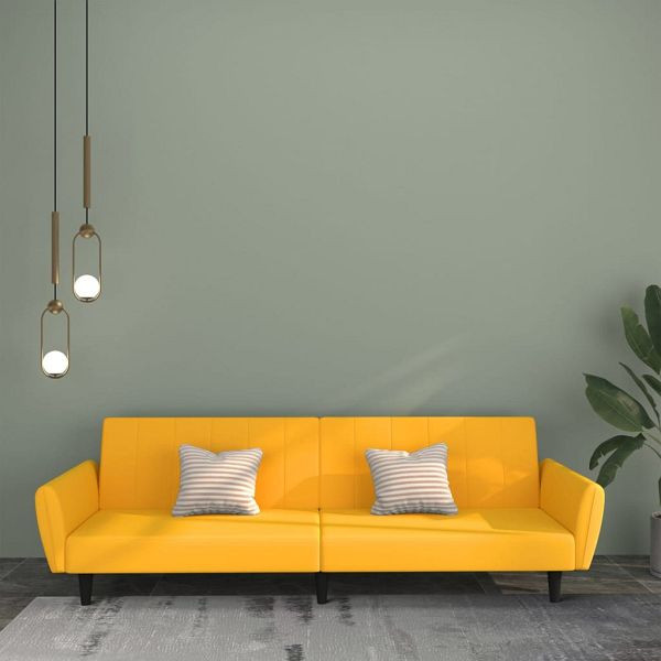 vidaXL Schlafsofa 2-Sitzer Gelb Samt, Top-Qualität, 375864