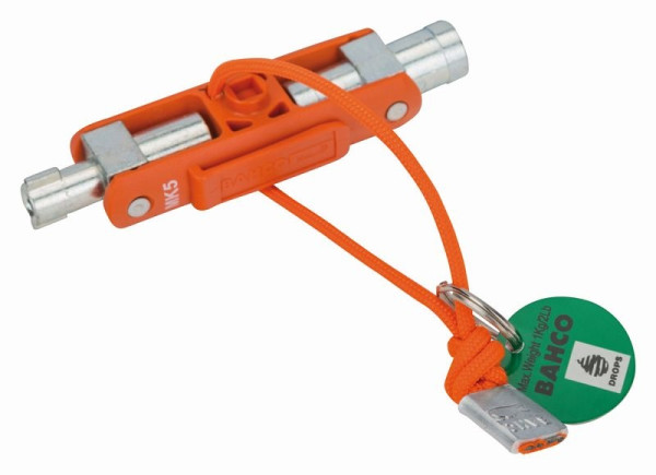 Bahco 5 in 1 Universal-Schaltschrankschlüssel mit Dyneema-Kordel für Arbeiten in der Höhe, TAHMK5