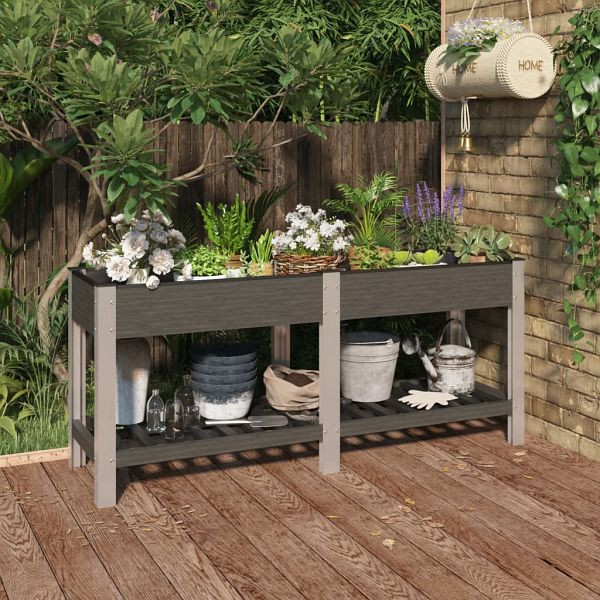 vidaXL Garten-Hochbeet mit Ablage Grau 175x50x75 cm WPC, 362572