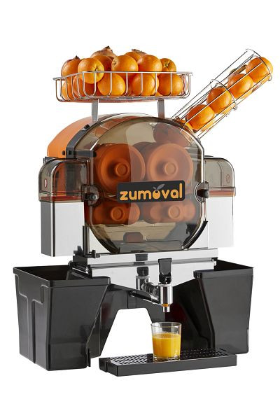 ZUMOVAL Orangensaftpresse BASIC in orange- Tischgerät mit Edelstahlzapfhahn, Pulp-out Filter und Flascheneinhängung, ZV-12031-orange