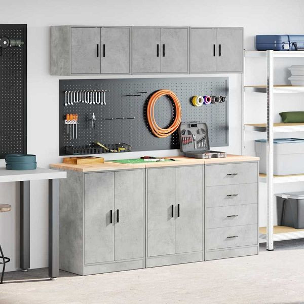 vidaXL Garagenschränke 6 Stk. Betongrau Holzwerkstoff, 3328344