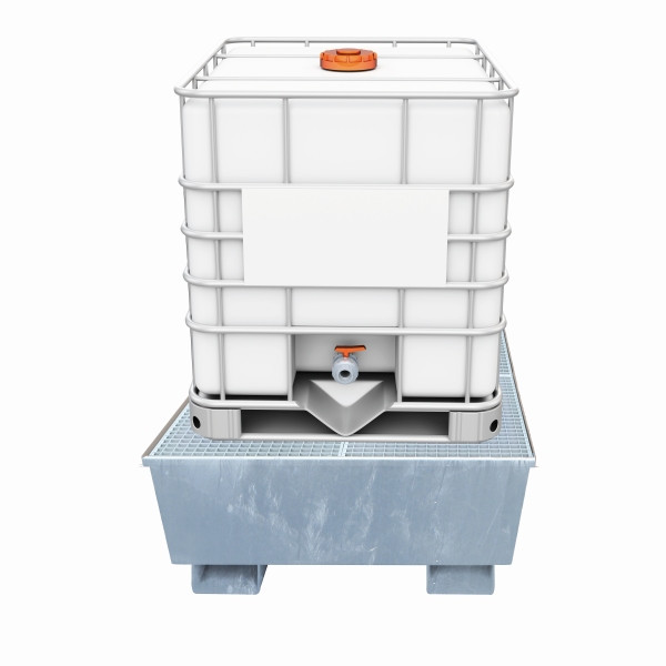 Eichinger Industrie Auffangwanne mit konischen Seitenwänden, mit Gitterrost, 1 x IBC feuerverzinkt, 30102000002001