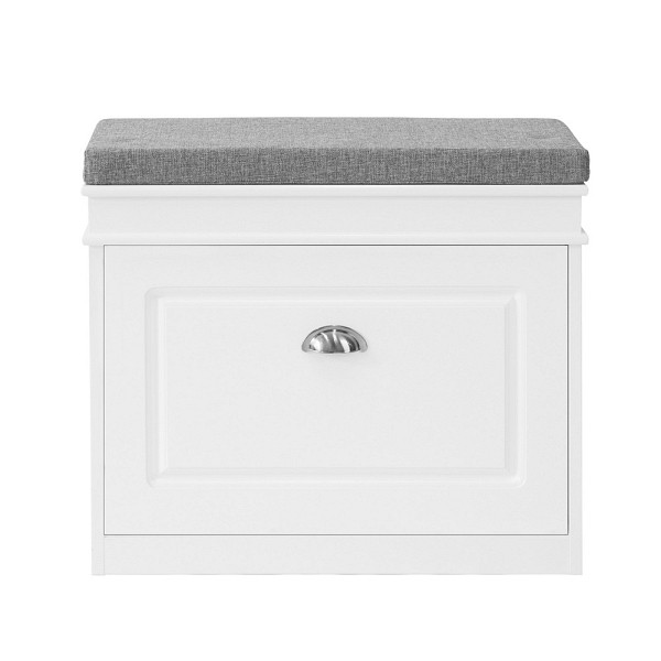 SoBuy Schuhbank mit einer Tür Weiß 61x24x51 cm, Funktional, FSR82-K-W