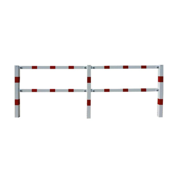 Stein HGS Schutzgeländer aus Stahl, Querholm, Länge 2300 mm, 60 x 40 mm, weiß mit roten Leuchtstreifen, Befestigung: zum Aufdübeln, 4223b