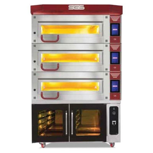 SGS Gastro Bäckerei-& Konditoreiofen - 3 Backkammern mit Dampfsystem - Haube & Gärschrank - 25,5 kW - 400 V, MT8002B