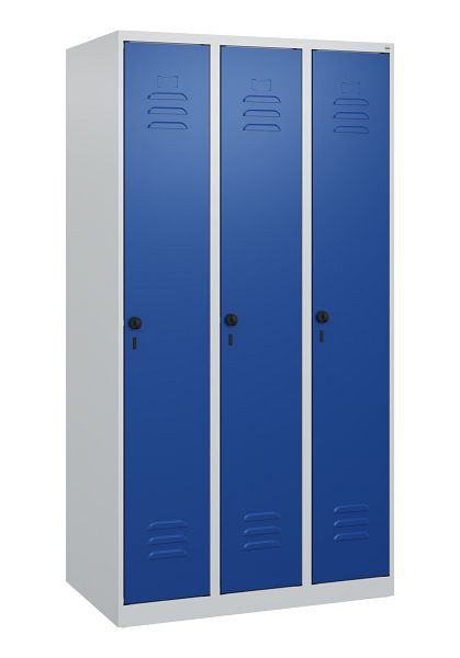 C+P Umkleidespind Classic PLUS mit Mitteltrennwand, 3 Abteile, 1700x900x500mm, 7035/5010, Drehriegel, 0800007-30F S10003