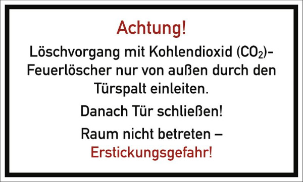 Moedel Löschvorgang mit CO2-Feuerlöscher durch Türspalt, Kunststoff, 250x150 mm, 103378