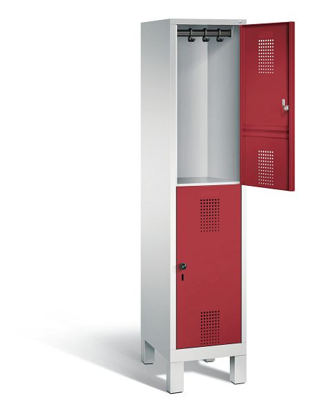 C+P Spind doppelstöckig Evolo, H1850xB420xT500mm, Farbe: Lichtgrau / Rubinrot, 48310-12 S10024