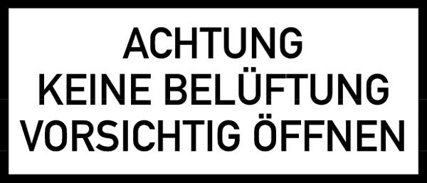Schilder Klar Achtung keine Belüftung, 350x150 mm Folie selbstklebend, 320/61