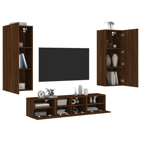 vidaXL 5-teilig Wohnwand Braun Eichen-Optik Holzwerkstoff, 3216545
