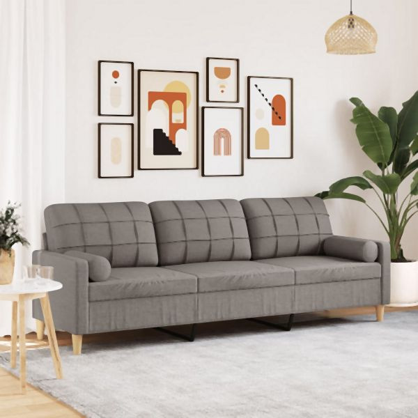vidaXL Sofa 3-Sitzer mit Zierkissen Taupe 210 cm Stoff, 3278208