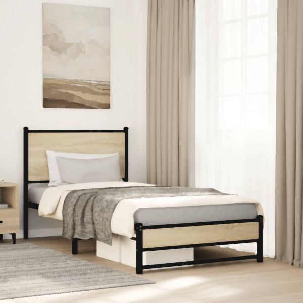 vidaXL Metallbett ohne Matratze Sonoma-Eiche 80x200 cm, 4007877