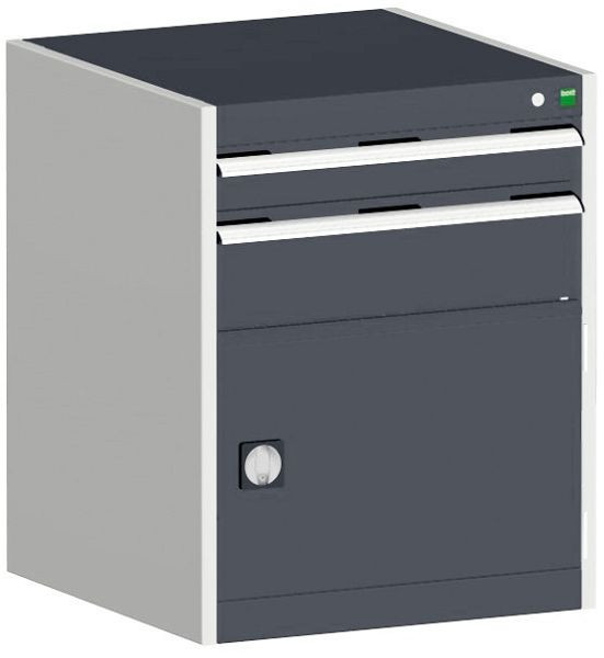 bott cubio Schubladenschrank bestückt mit 2 Schubladen, Tür BxTxH: 650 x 525 x 800 mm, RAL 7035/7016, 40011044.19V