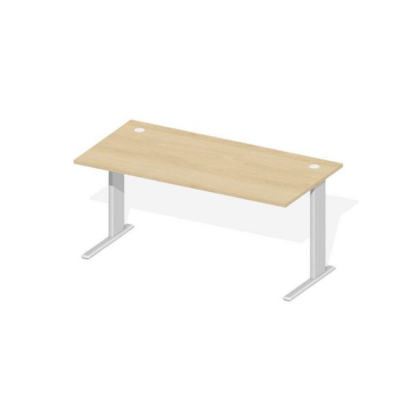 Deskin Schreibtisch Basic M MULTI M, Buchedekor, Gestell Alusilber, B 1600 x T 800 x H 740 mm, 219669