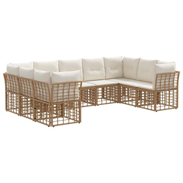 vidaXL Outdoor-Sofagarnitur Natürlich und Cremweiß Polyester, 3437550
