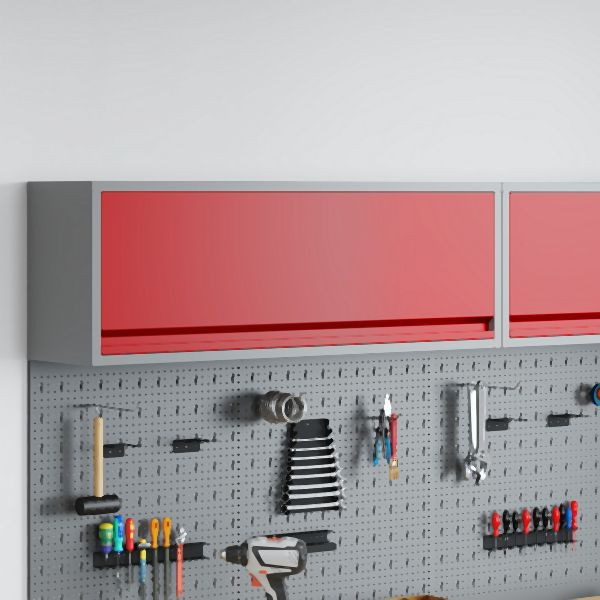 vidaXL Wandmontierter Werkzeugschrank mit Gaslift-Tür, Rot, 100x25x35 cm, 4103480