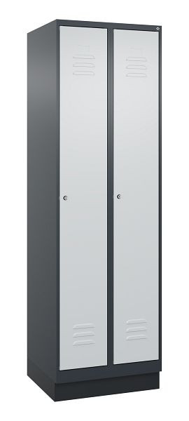 C+P Mehrzweckschrank Classic PLUS, Wäsche-Spind, Sockel, 2 Abteile, 1950x600x500mm, 7016/7016, Zylinderschlösser, 080020-20B S10027