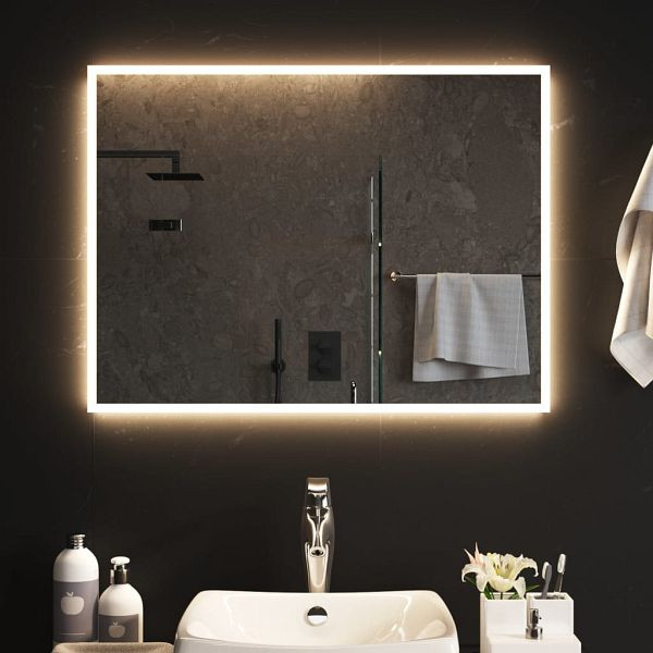 vidaXL LED-Badspiegel 80x60 cm, Stärke: 4 mm, USB-Kabellänge: 1,5 m, 151768