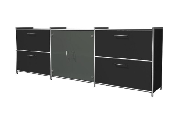 Kerkmann Sideboard breit mit 2 Schubfächern, 2 OH, Artline, B 2360 x T 380 x H 780 mm, Antrazit, 13732513