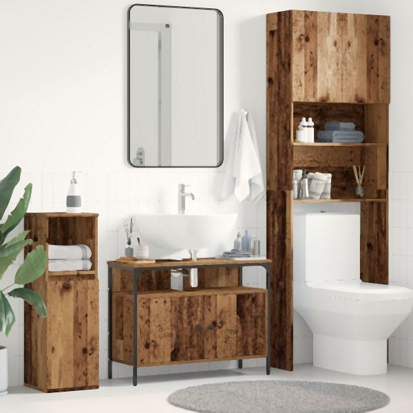 vidaXL Badezimmer Waschbecken Schrank Altholz 80x30x60 cm Spanplatte, 862235
