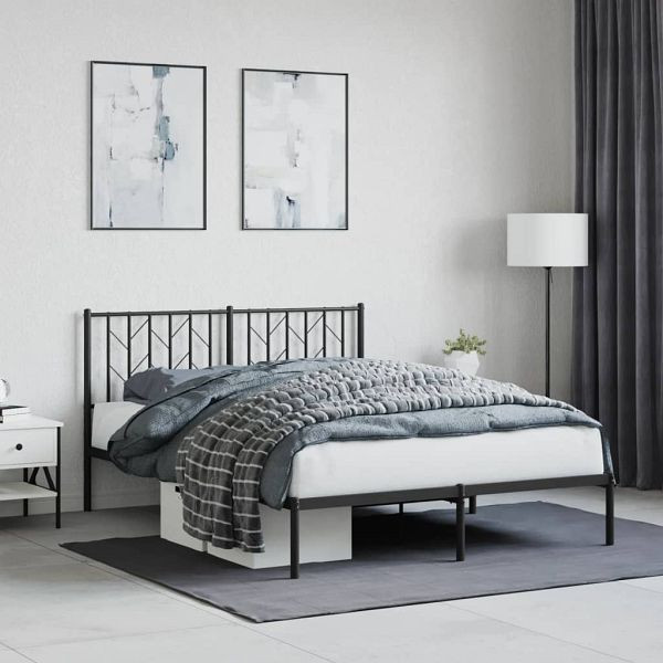vidaXL Bettgestell mit Kopfteil Metall Schwarz 140x190 cm, 374437