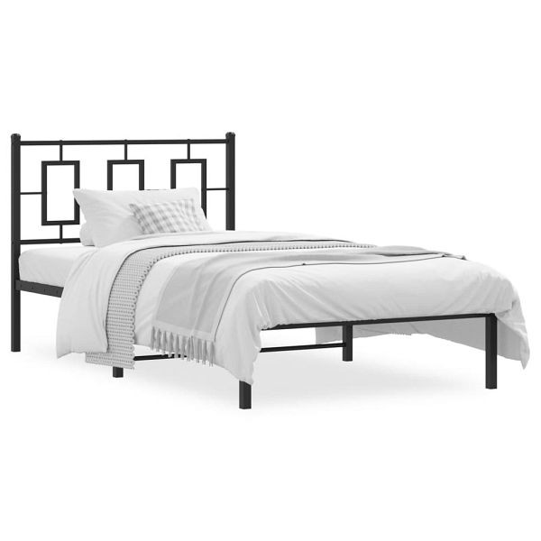 vidaXL Bettgestell mit Kopfteil Metall Schwarz 100x190 cm, 374235