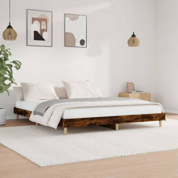 vidaXL Bettgestell Räuchereiche 140x200 cm Holzwerkstoff, 832042