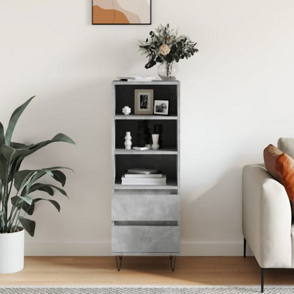 vidaXL Highboard Betongrau 40x36x110 cm Holzwerkstoff, 831512