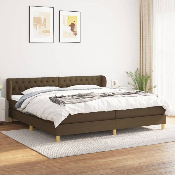 vidaXL Boxspringbett mit Matratze Dunkelbraun 200x200 cm Stoff, 3127072