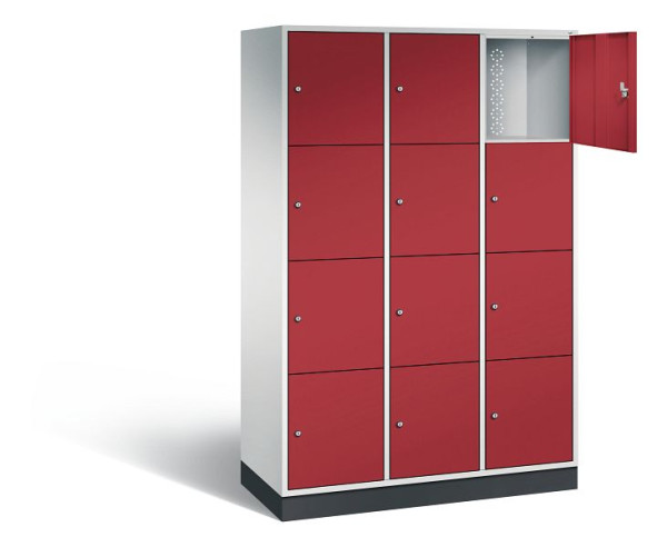 C+P XL-Schließfachschrank Intro, H1950xB1220xT490mm, Farbe: Lichtgrau / Rubinrot, 8470-302 S10019