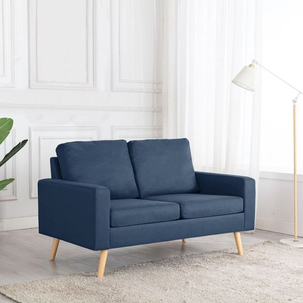 vidaXL 2-Sitzer-Sofa Blau Stoff (Polyester), Kiefer, 288707