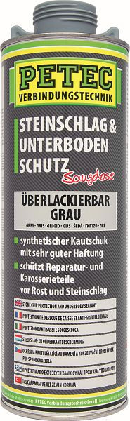 Petec Steinschlag- & Unterbodenschutz Kautschukbasis, Überlackierbar, Grau, 1.000ml, VE: 6 Stück, 73310