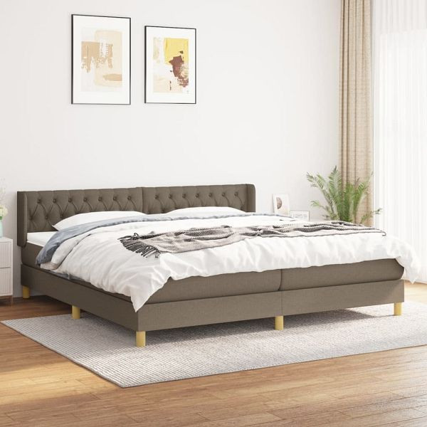 vidaXL Boxspringbett mit Matratze Taupe 200x200 cm Stoff, 3130621